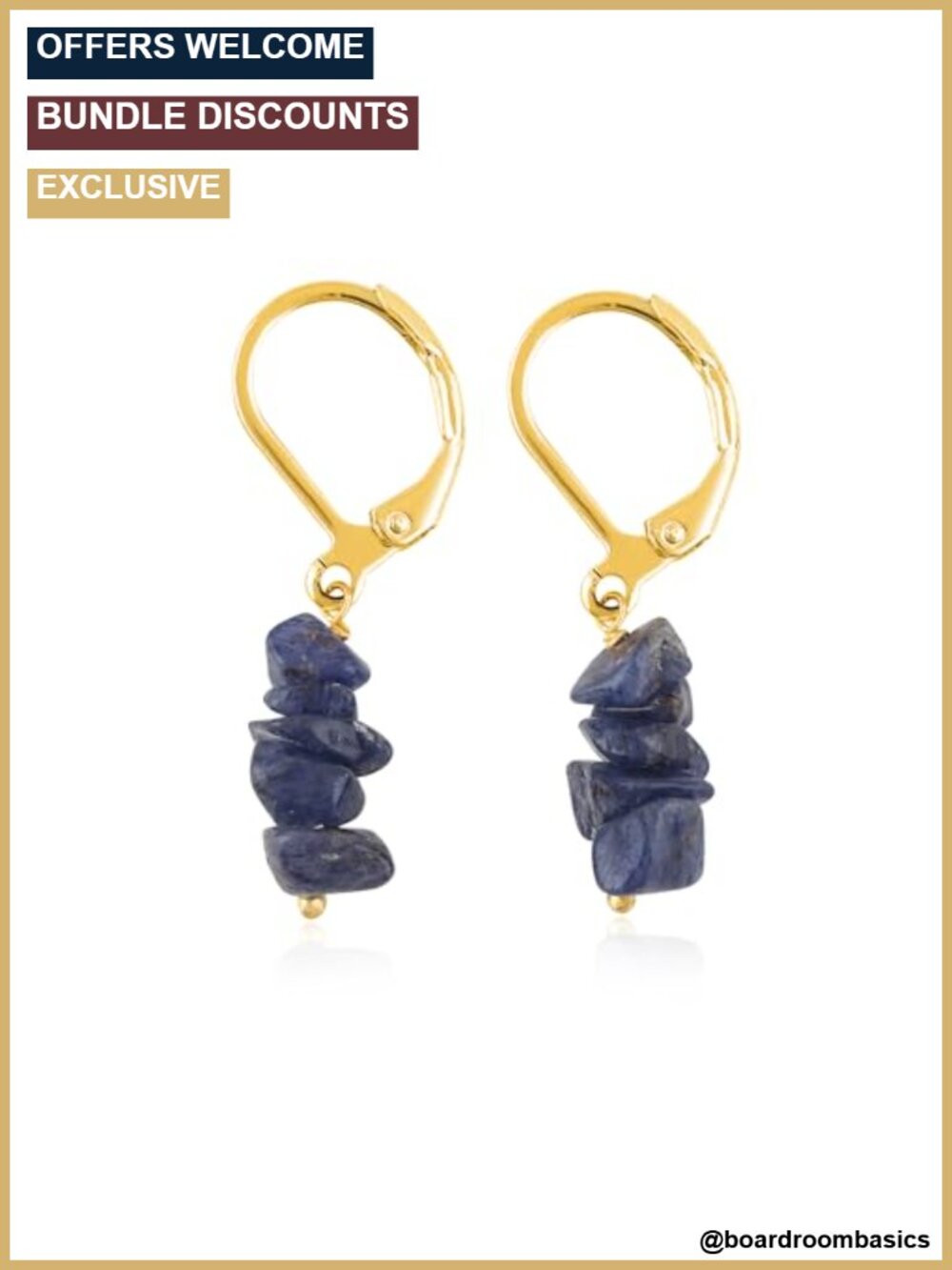 Gemstone Chip Dangle Earrings with Leverback Hook Gold Plated Hypoallergenic